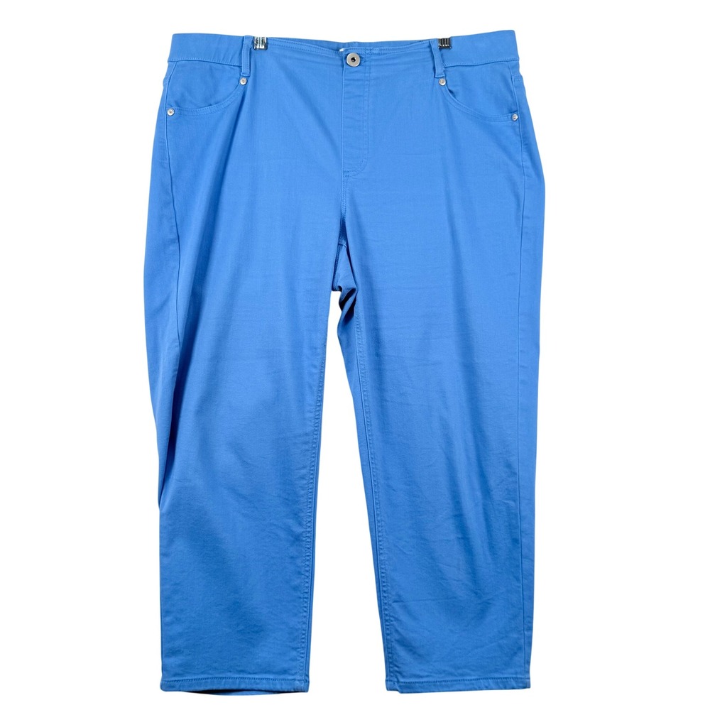 J. Jill Womens 18 Blue High-Rise Cropped Denim Pants Stretch Straight Preppy GUC